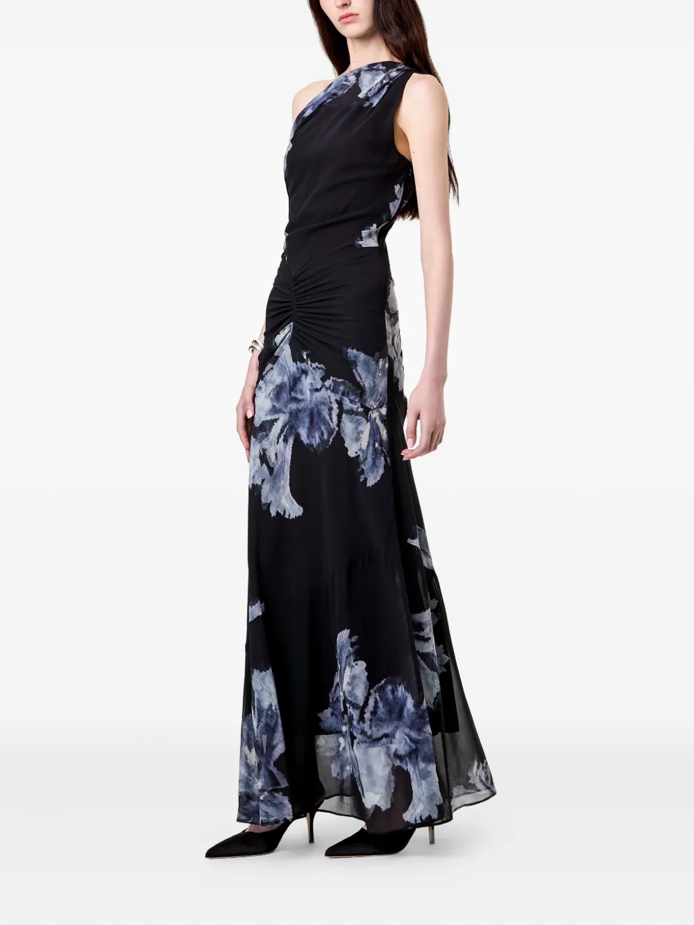 Nicholas Elza One-shoulder Floral Maxi Dress In Blue
