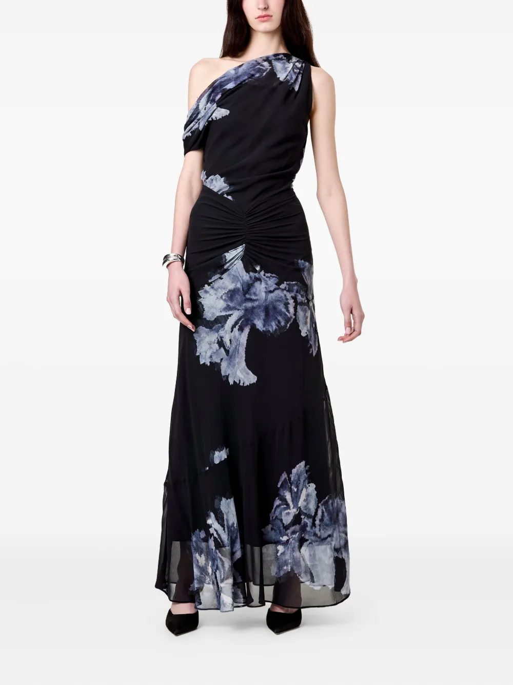Nicholas Elza one-shoulder floral maxi dress - Blauw