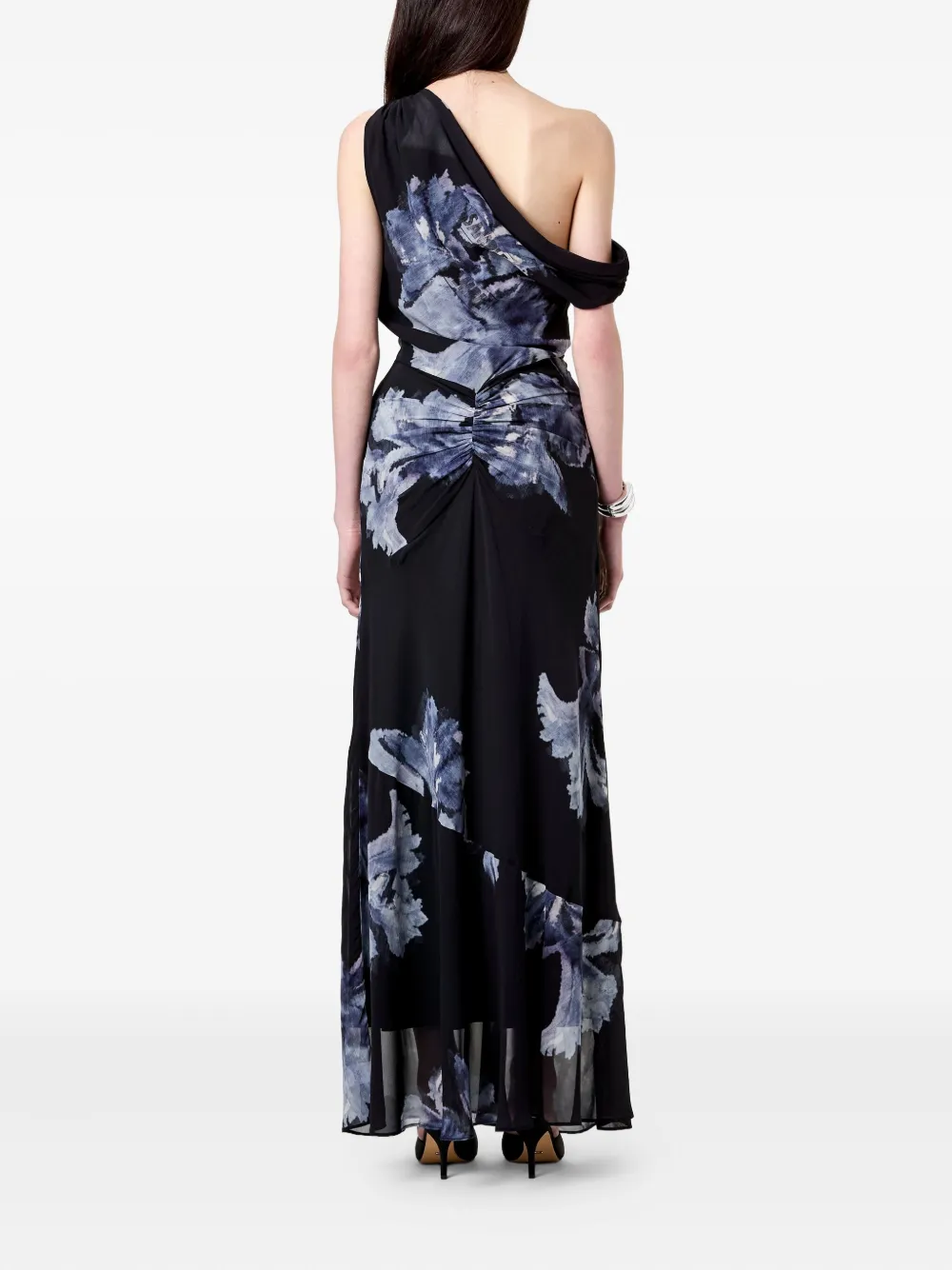 Nicholas Elza One-shoulder Floral Maxi Dress In Blue