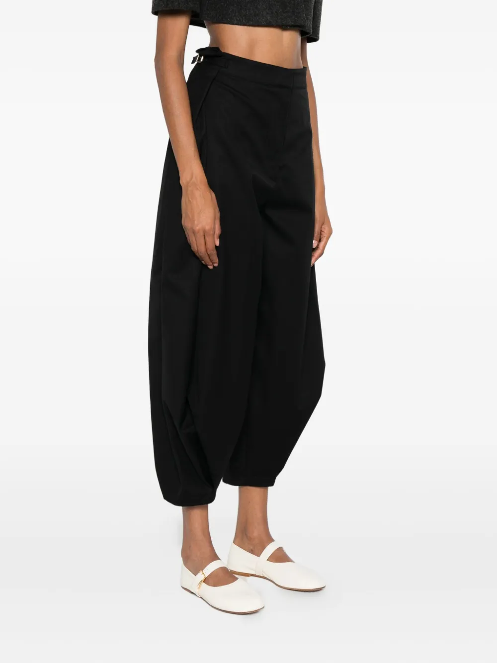 Loewe Cotton And Silk Draped Trousers In Black
