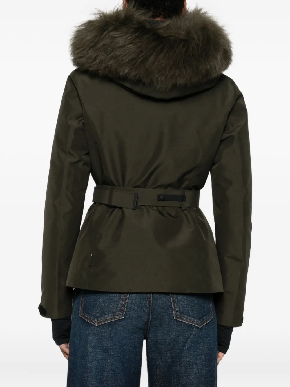 Moncler Laplance Gore-tex Shearling-trimmed Hooded Down Ski Jacket In Green