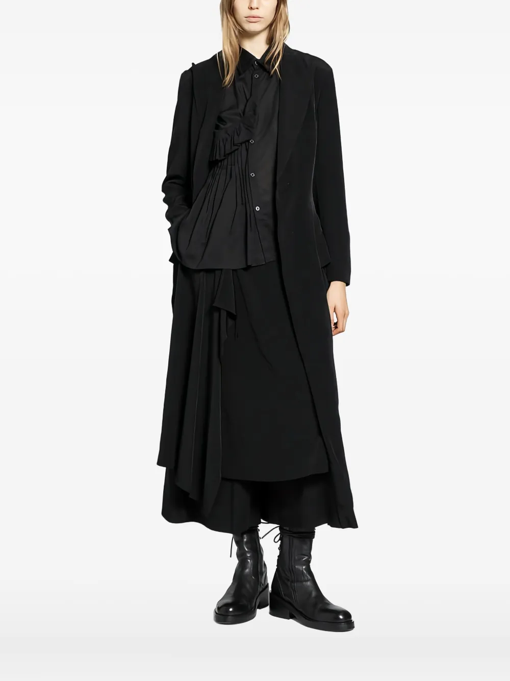 Yohji Yamamoto abrigo largo con agujetas | negro | Image 1