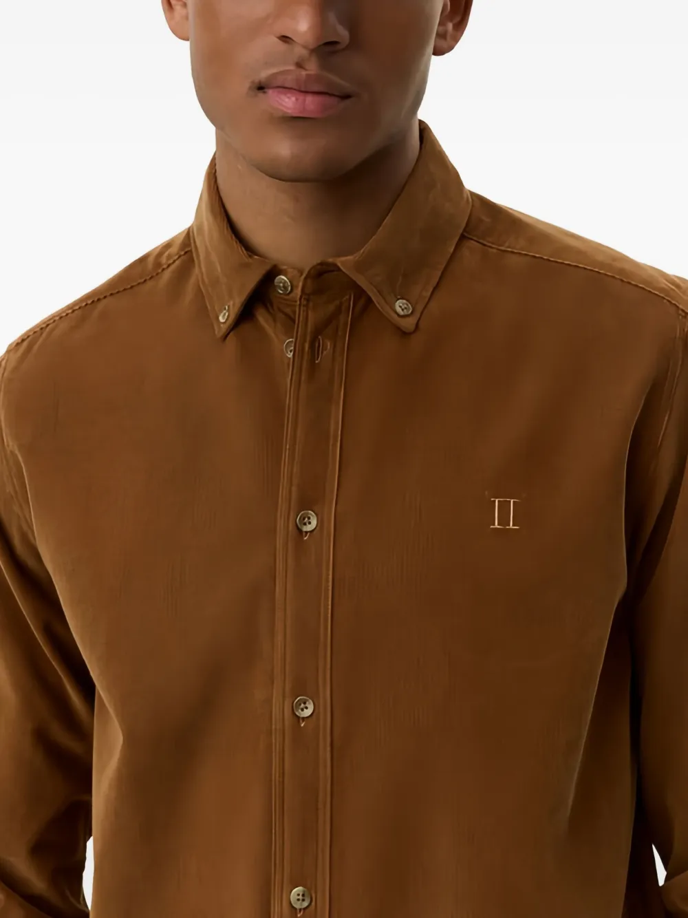 Les Deux Konrad ribfluwelen overhemd Bruin