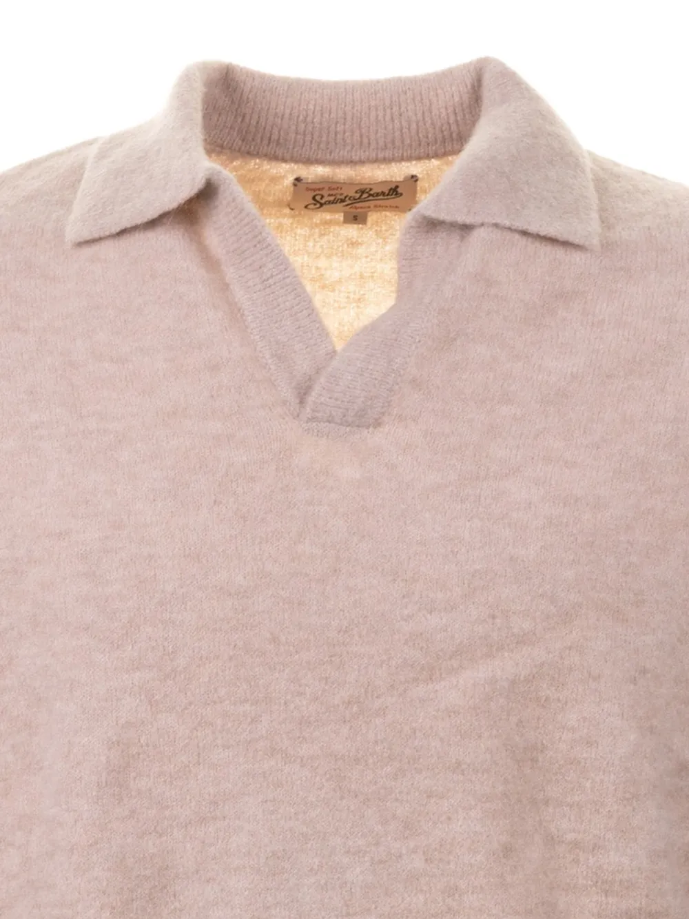 MC2 Saint Barth Trui met polokraag en V-hals - Beige