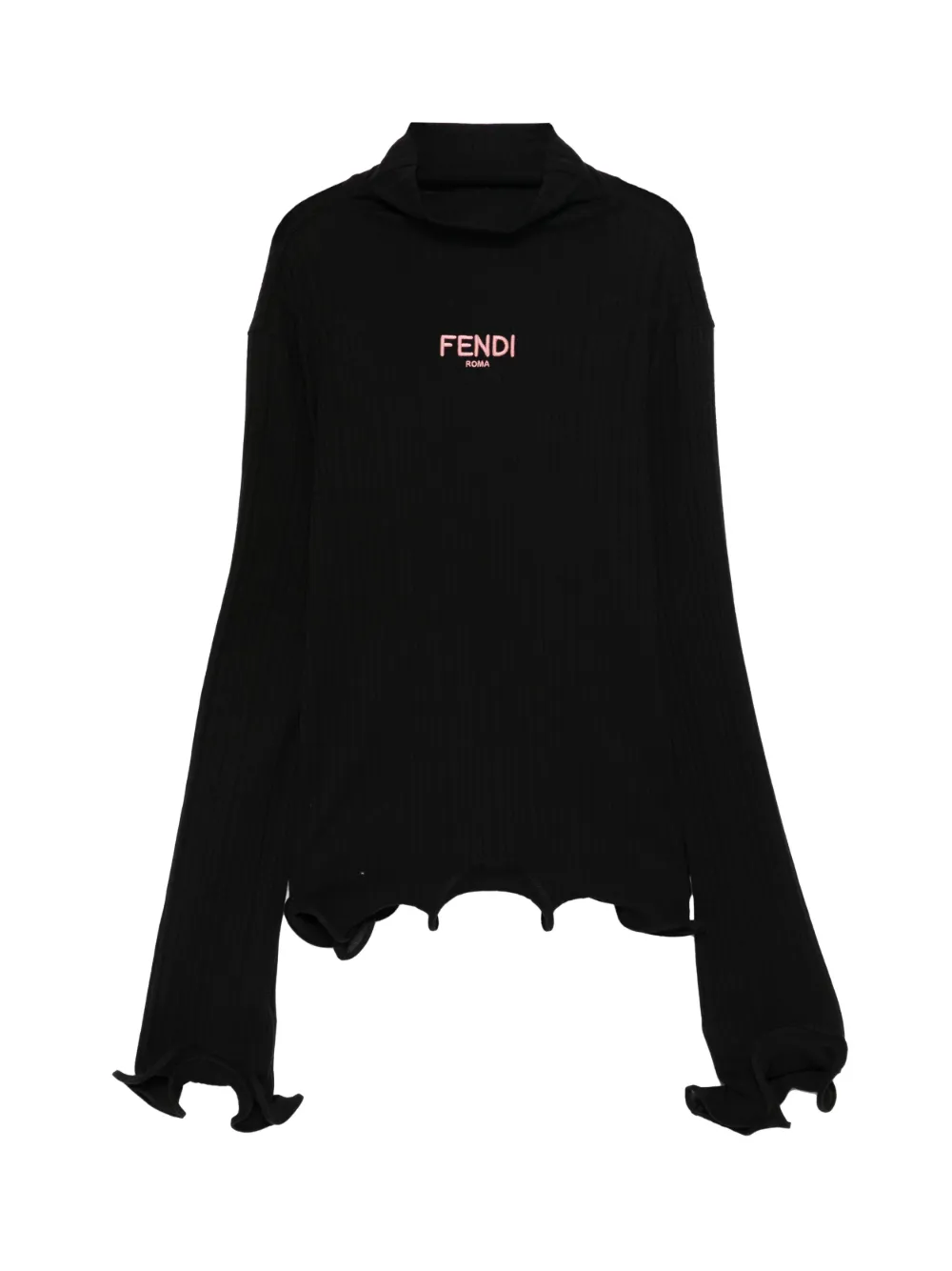 Fendi Kids ruffled long-sleeve top - Nero