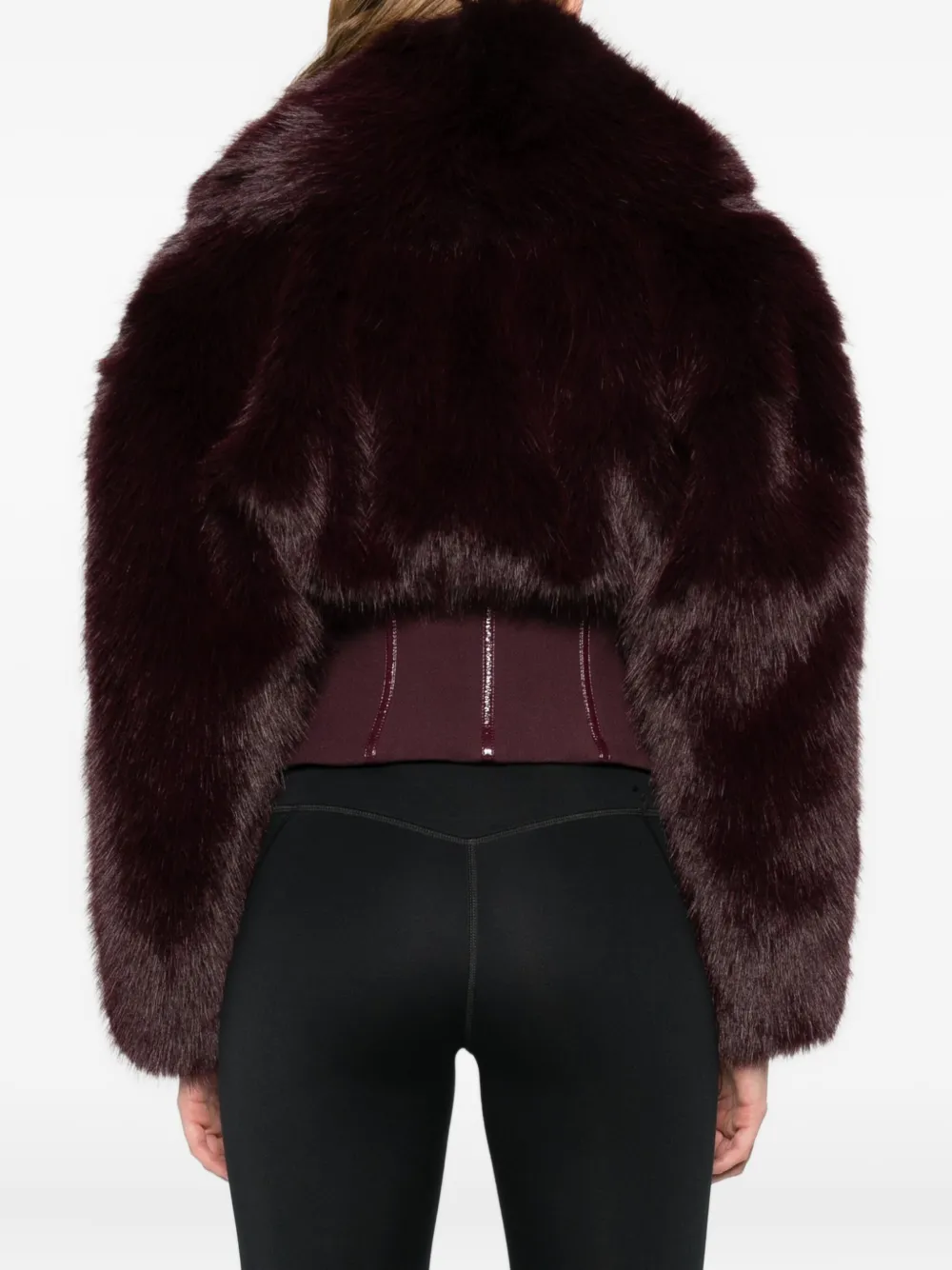 Elisabetta Franchi Faux-fur Buckled Jacket In Brown