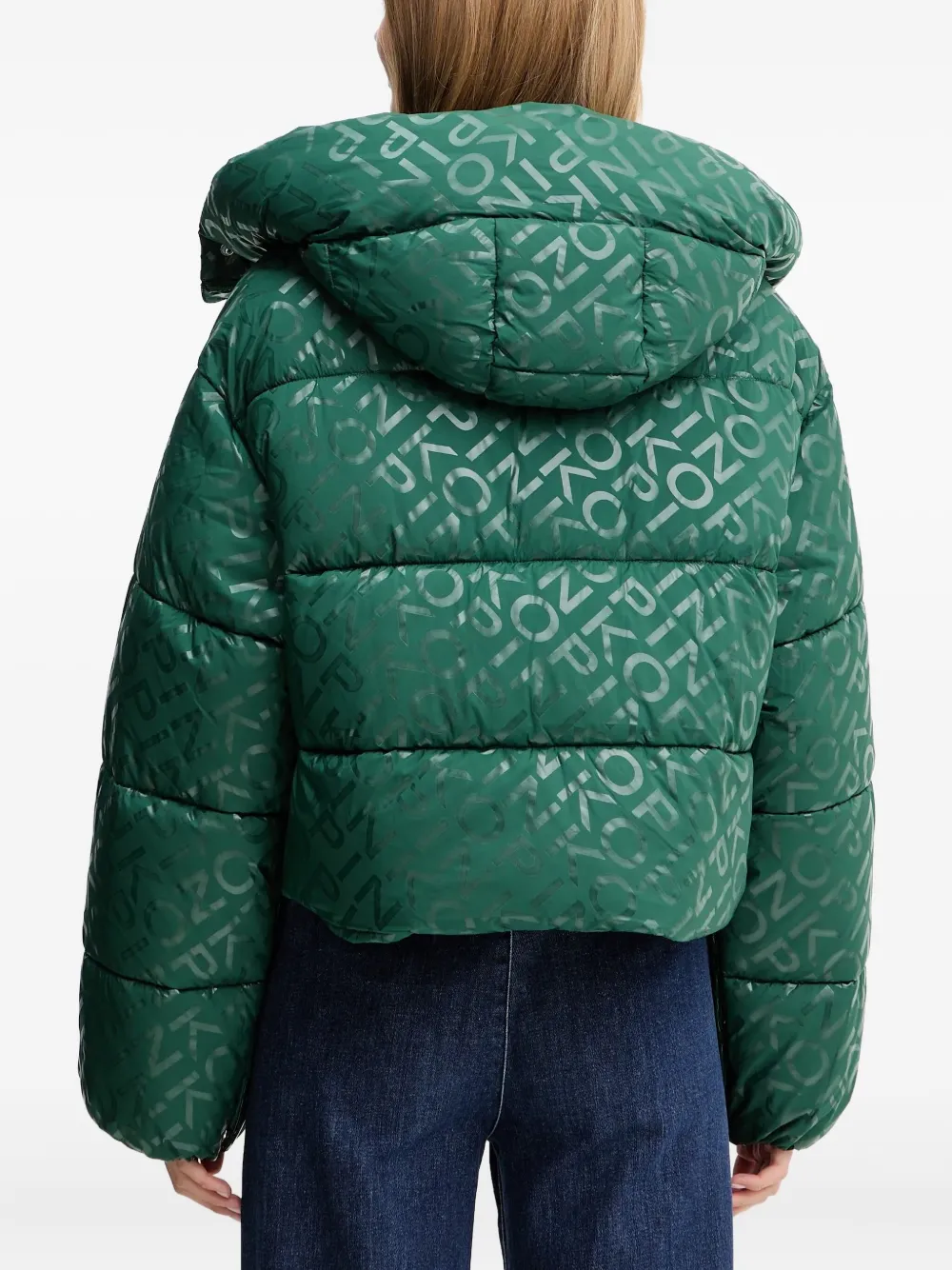 Pinko Hooded Logo-pattern Jacket In Green