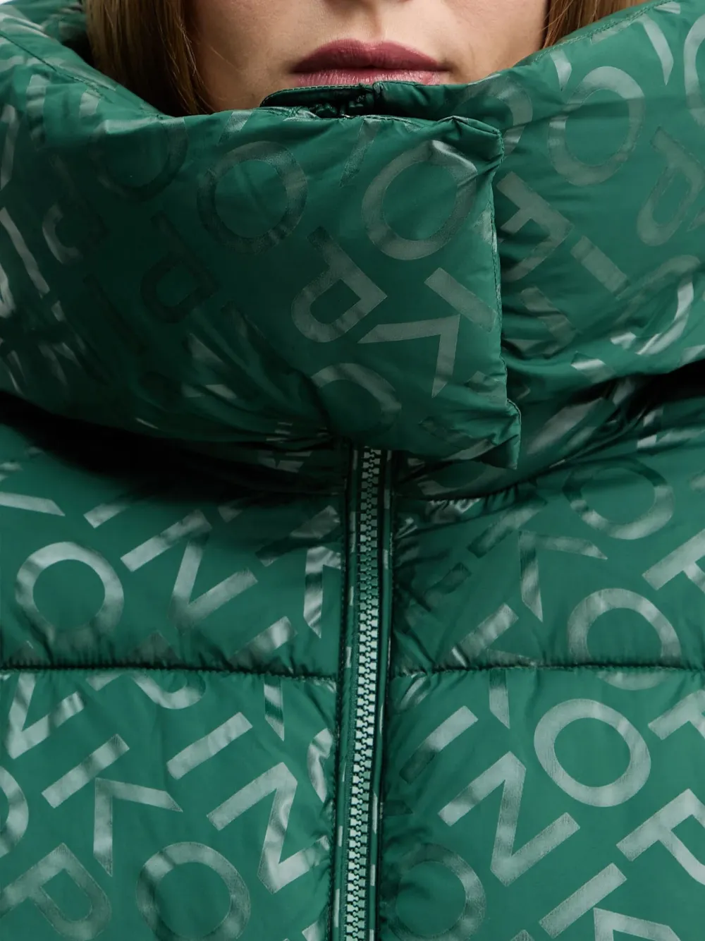 Pinko Hooded Logo-pattern Jacket In Green