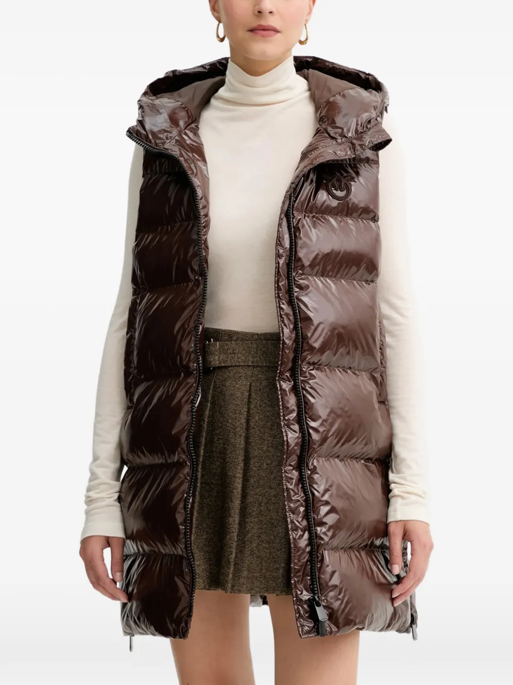 PINKO hooded zip coat - Brown