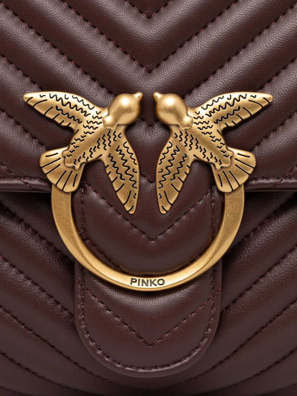 PINKO Love Lady Puff gewatteerde tas met chevron-streep Bruin