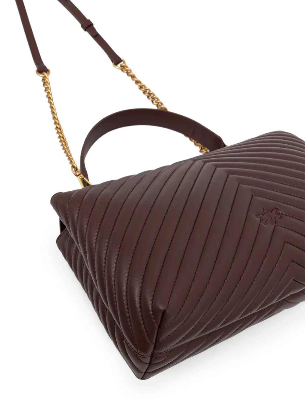 PINKO Love Lady Puff gewatteerde tas met chevron-streep Bruin