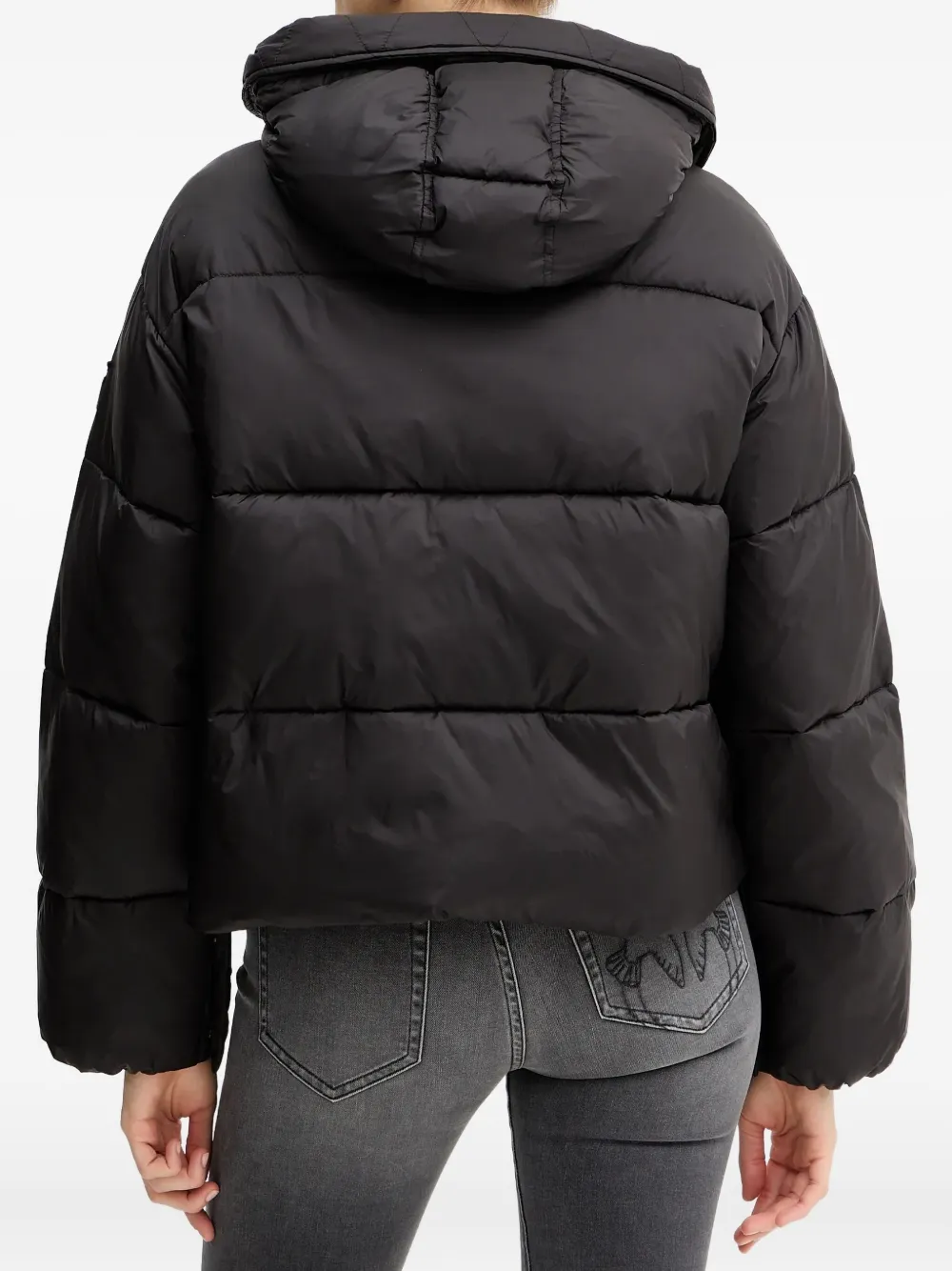 Pinko Buttoned Hooded Jacket In Black