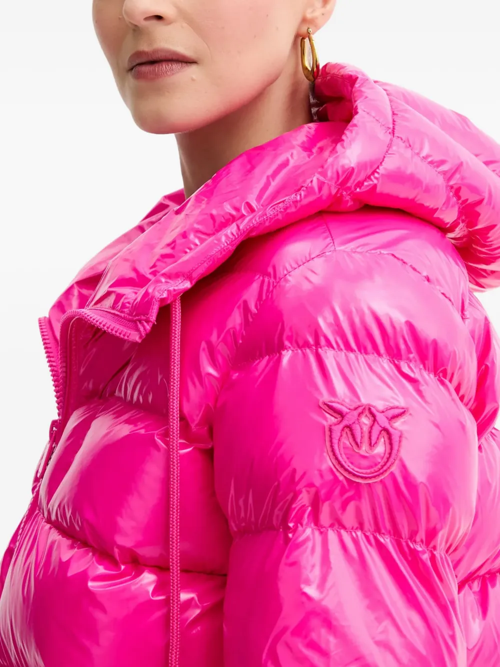 Pinko Quilted Zipped Puffer Jacket In Pink