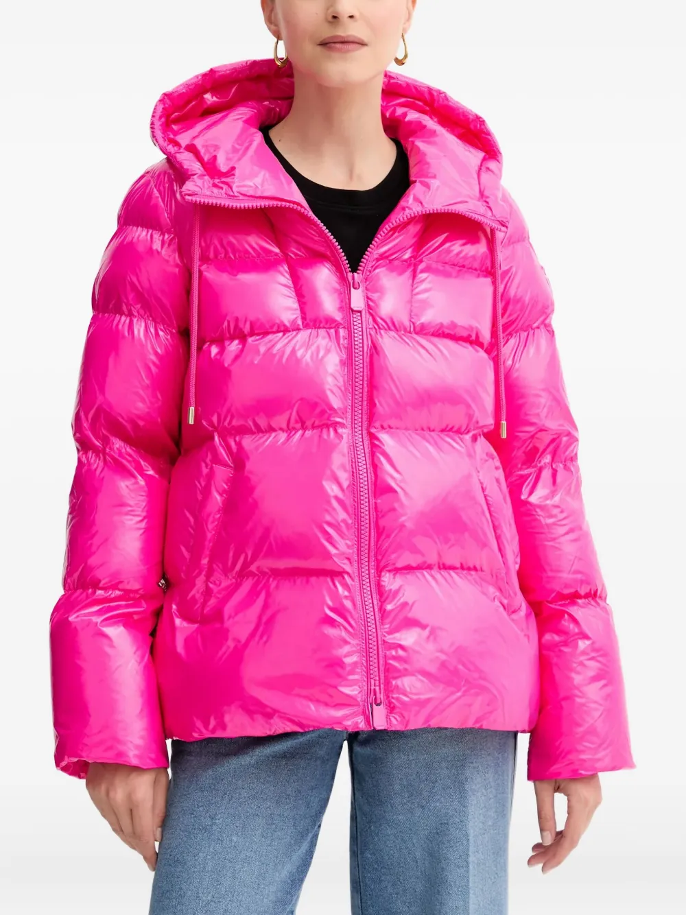 Pinko Quilted Zipped Puffer Jacket In Pink