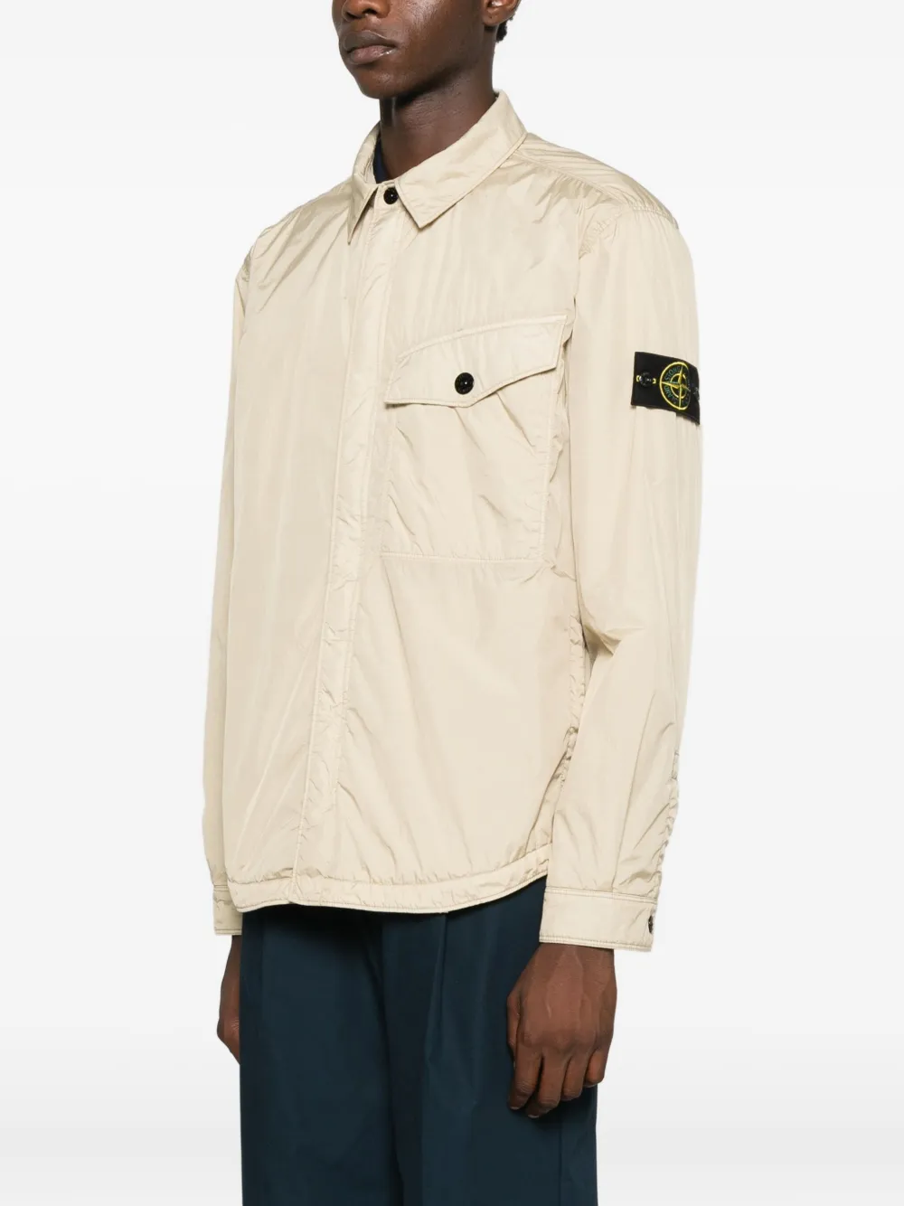 Stone Island Overhemd met klepzak en knopen Beige