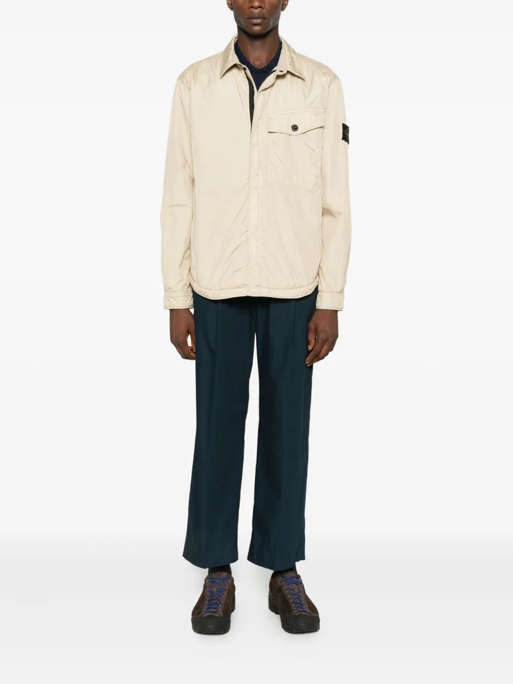 Stone Island Overhemd met klepzak en knopen - Beige