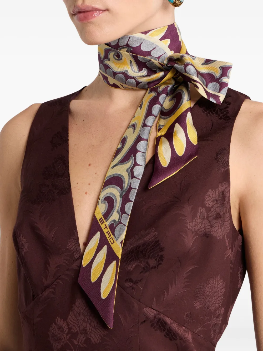 ETRO Zijden sjaal met bloemen- en paisleyprint - Rood