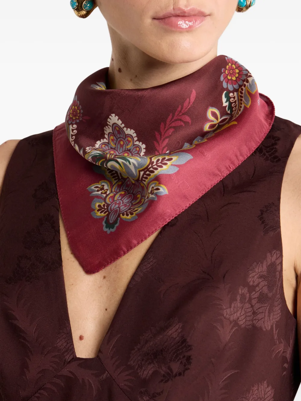 ETRO ZIjden sjaal met bloemenprint - Rood