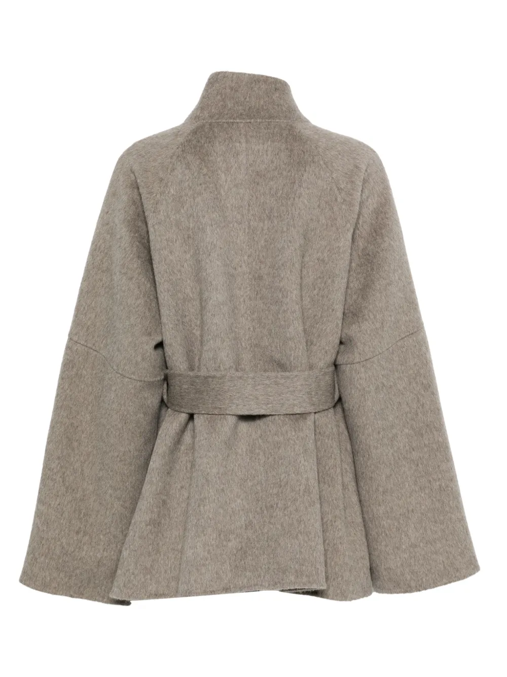 Viktoria Chan Wool Coat With Asymmetrical Wrap Closure And Matching Belt In Neutral