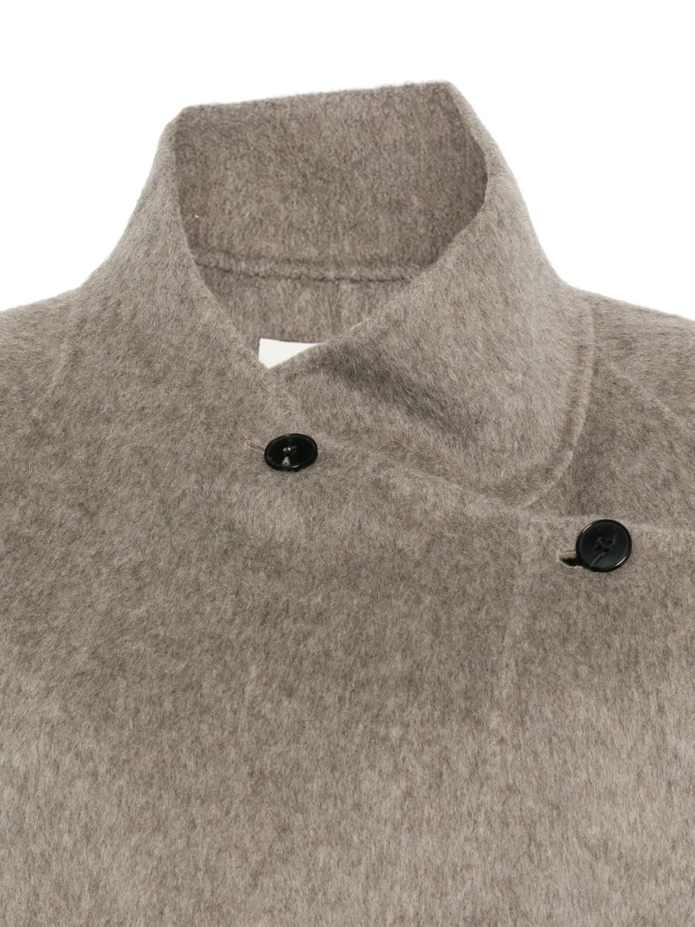 Viktoria Chan Wool Coat With Asymmetrical Wrap Closure And Matching Belt In Neutral