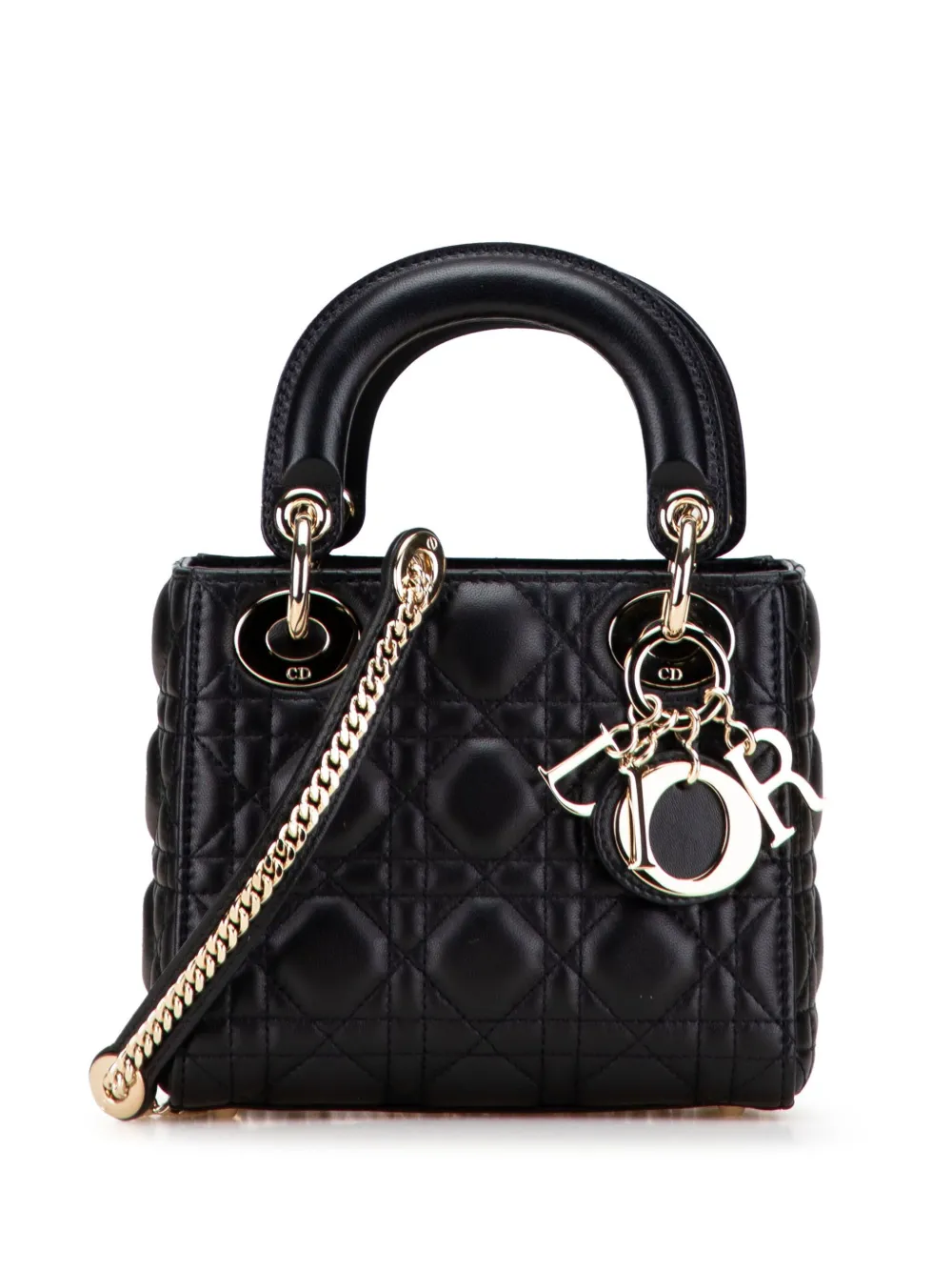 Christian Dior Pre-Owned 2021 Mini Lambskin Cannage Lady Dior satchel | Black | Image 1