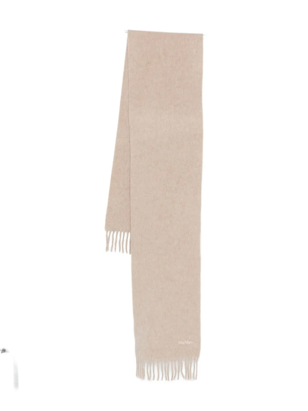 Max Mara Fringed Wool Scarf In Neutral