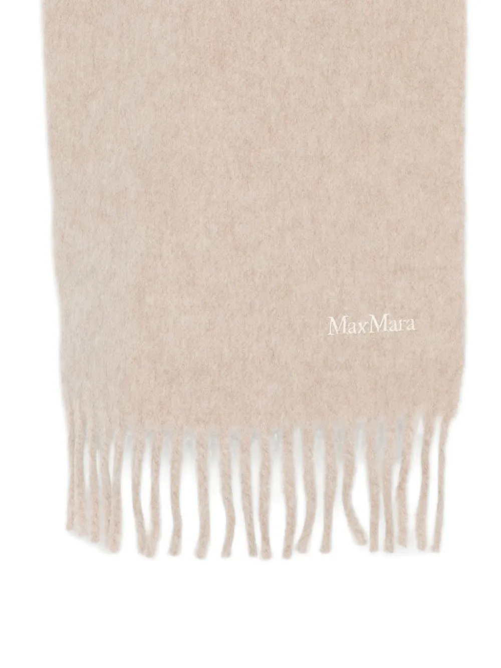 Max Mara Fringed Wool Scarf In Neutral
