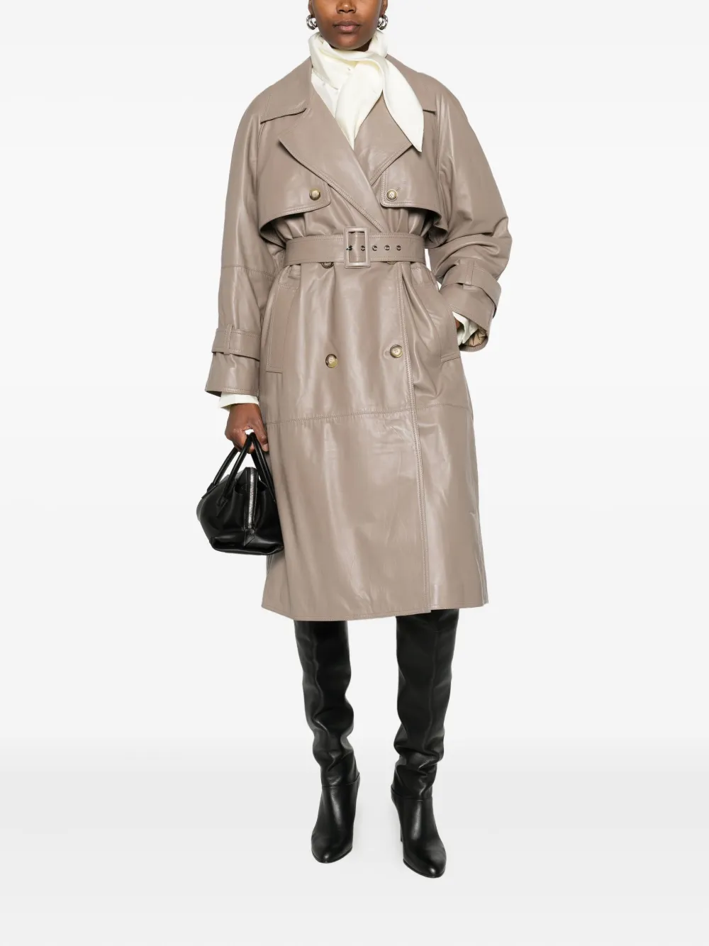 Marella Double-breasted Belted Trench Coat In Neutral