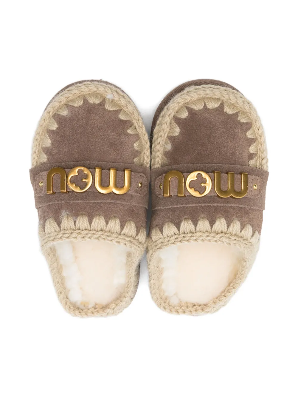 Mou Kids logo-embellished crochet-trim slippers | Teen Girl Shoes | Image 2