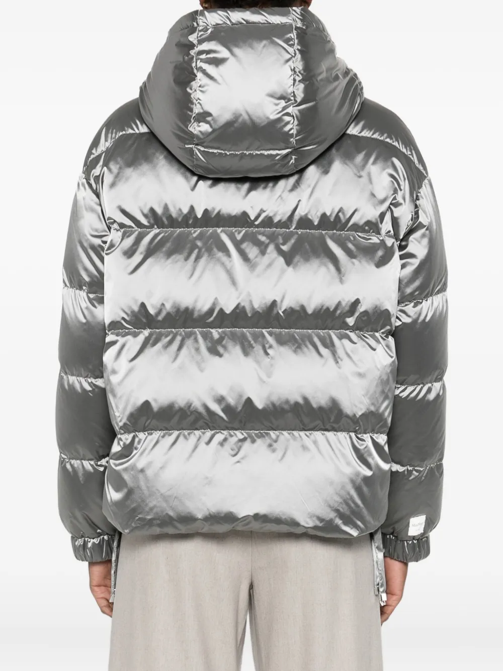 Max Mara Hooded Puffer Jacket In Gray