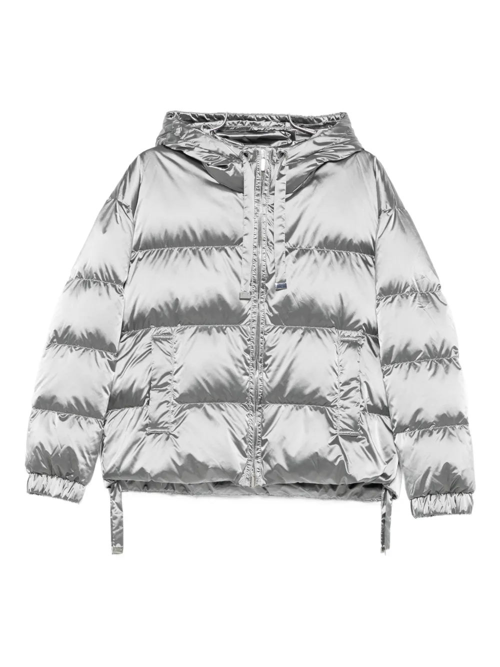 Max Mara Hooded Puffer Jacket In Gray