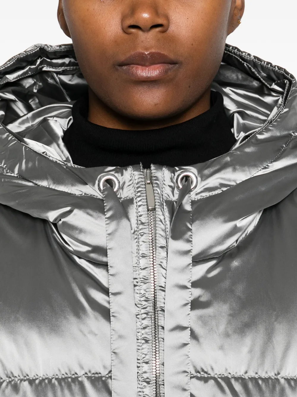 Max Mara Hooded Puffer Jacket In Gray