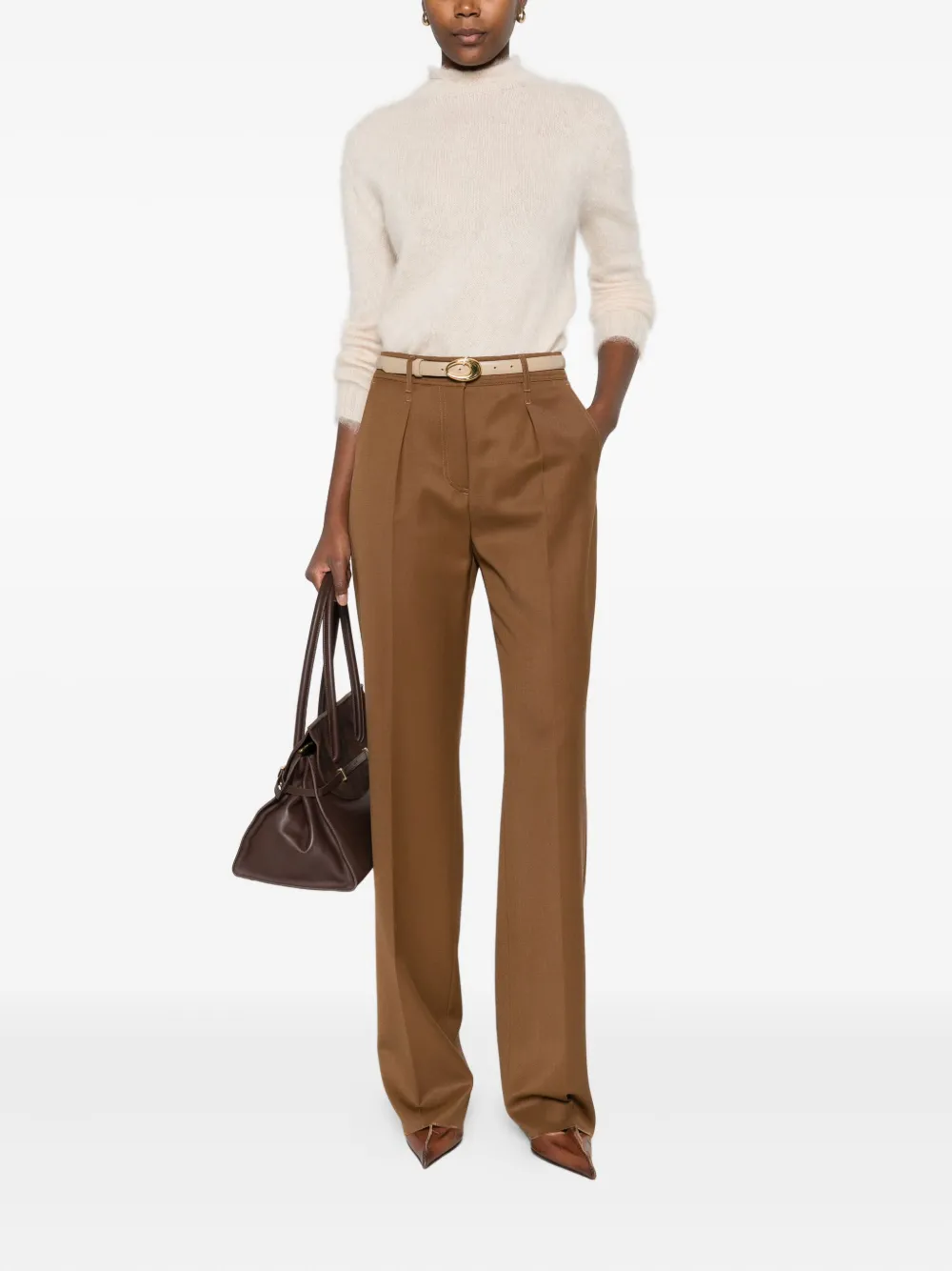 Max Mara Belt Loop Casual Pants In Brown