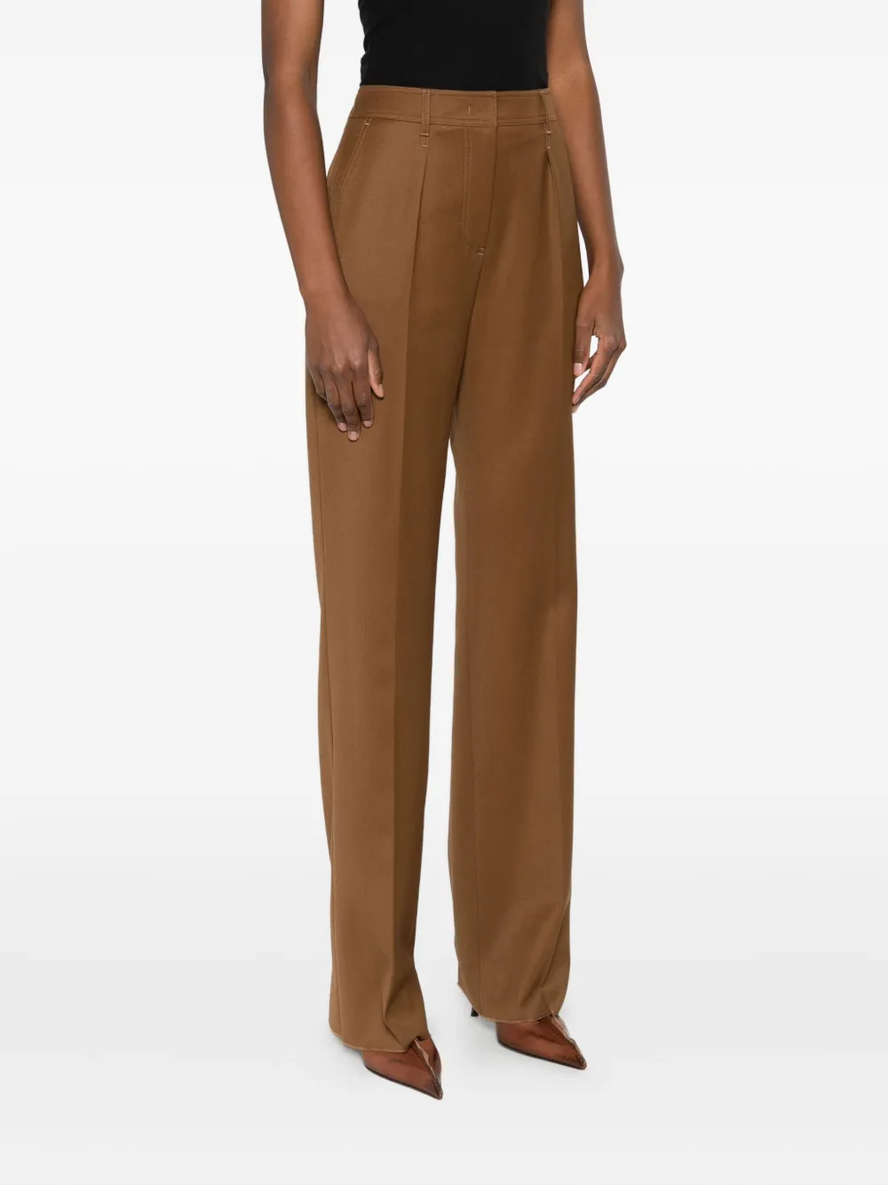 Max Mara Belt Loop Casual Pants In Brown