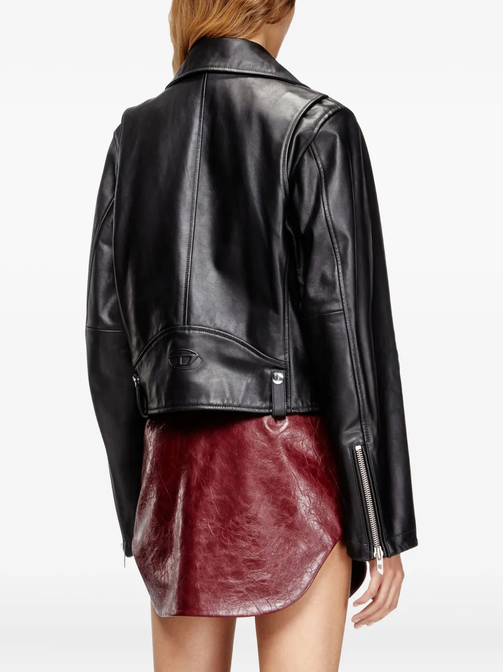 Diesel Zip-up Leather Jacket In Black