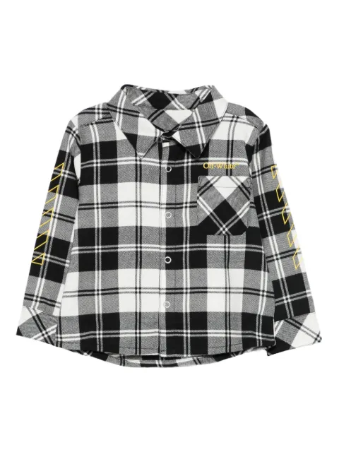Off-White Kids Camisa de algodão xadrez