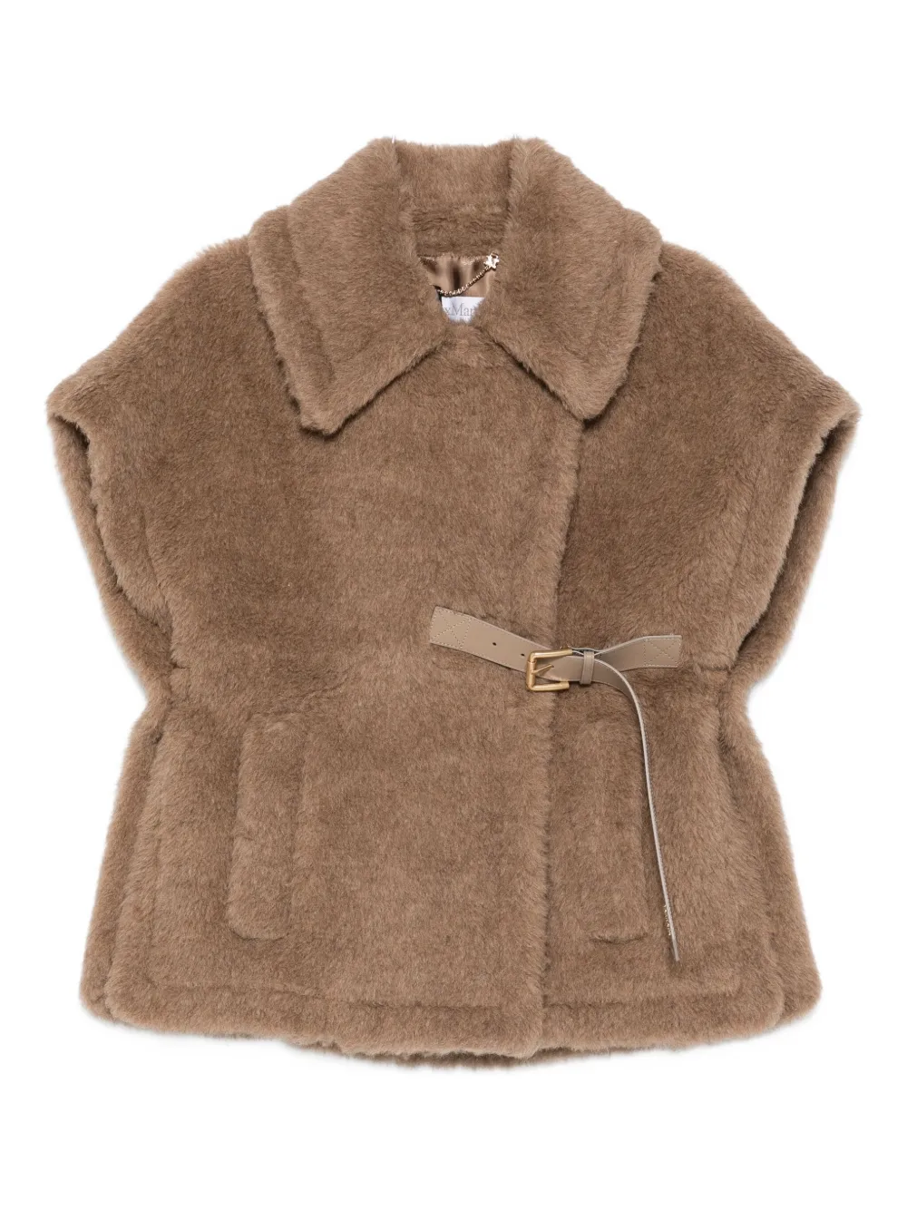 Max Mara Belted Cappa Jacket In Brown