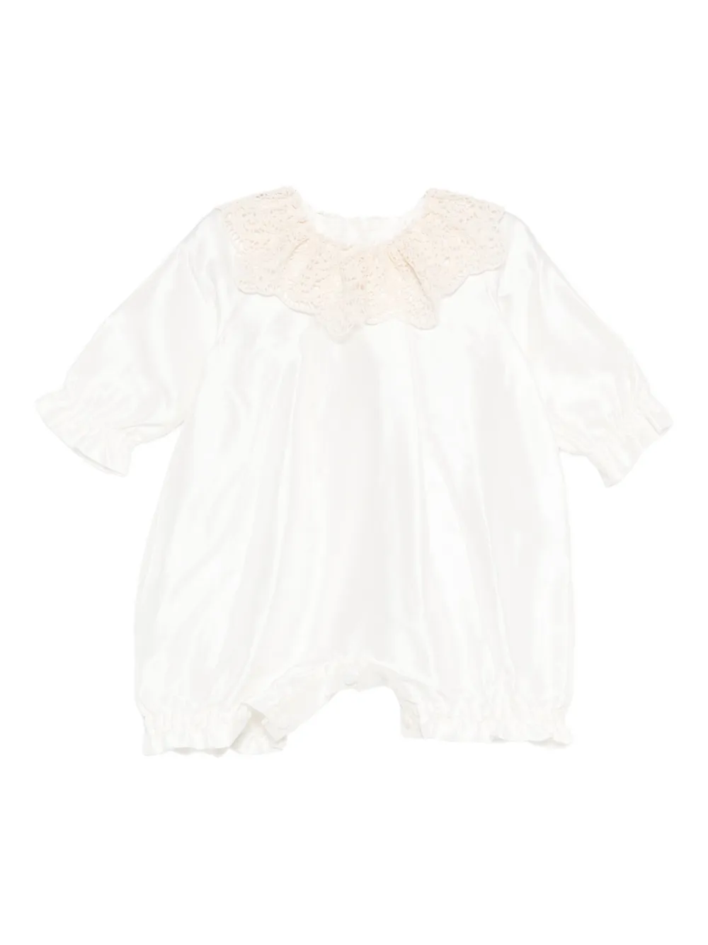 JESURUM BABY Gemma lace-collar romper - ホワイト JESURUM BABY Gemma lace-collar romper - ホワイト
