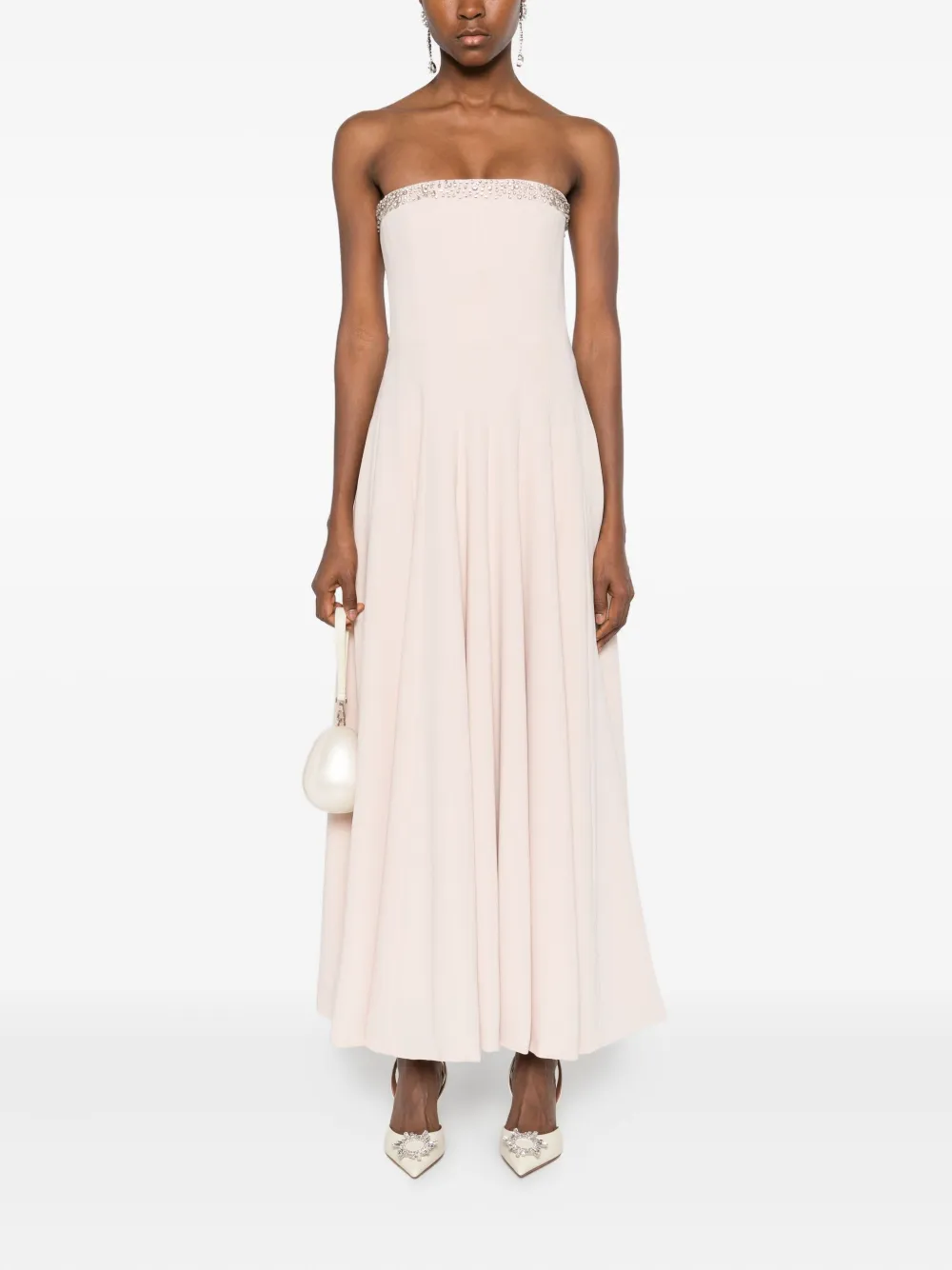 Costarellos beaded-embellished strapless dress - Roze