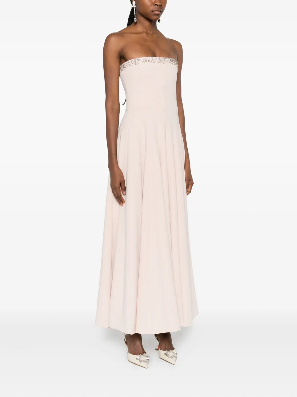 Costarellos Beaded-embellished Strapless Dress In Pink