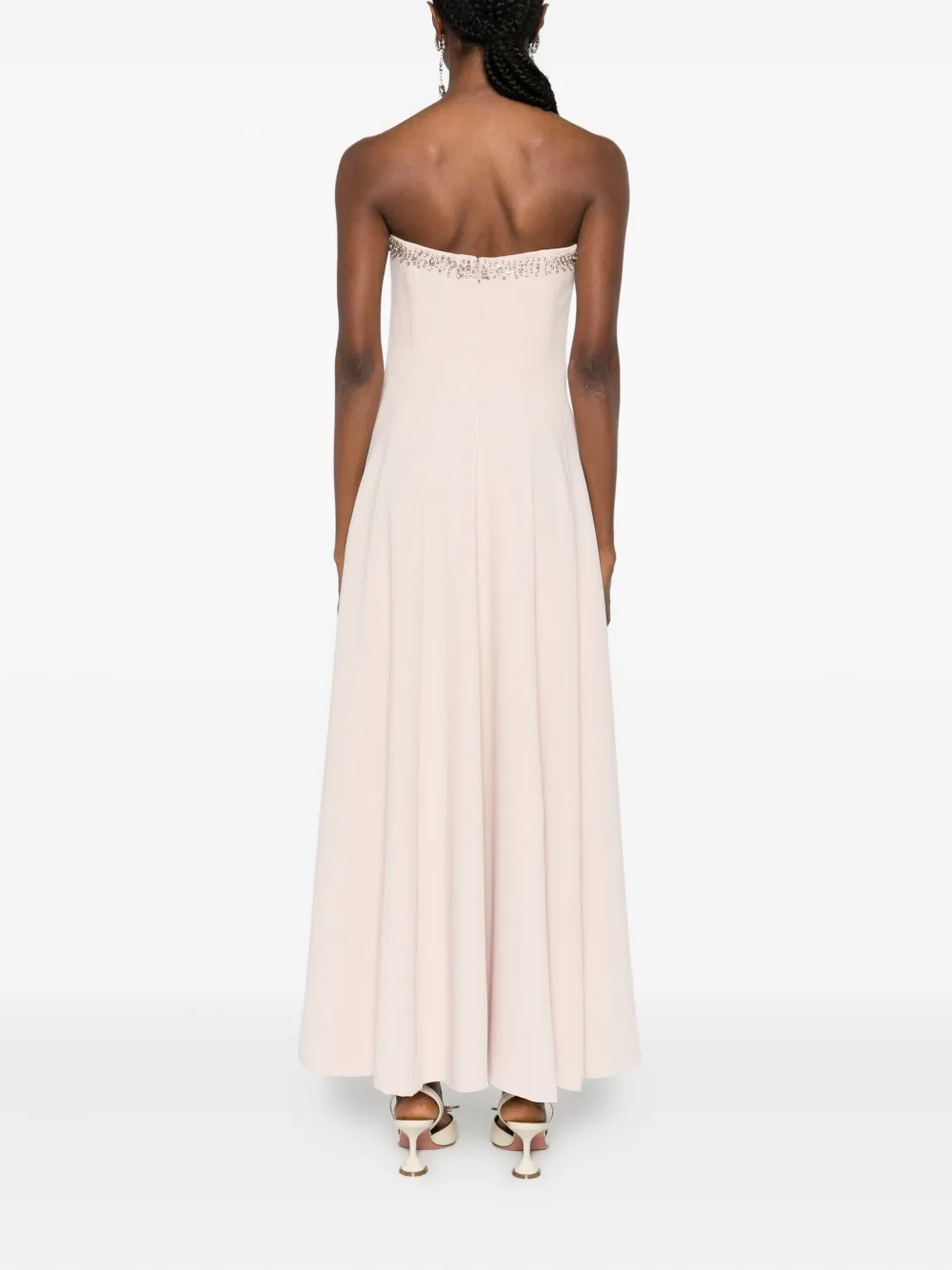 Costarellos Beaded-embellished Strapless Dress In Pink