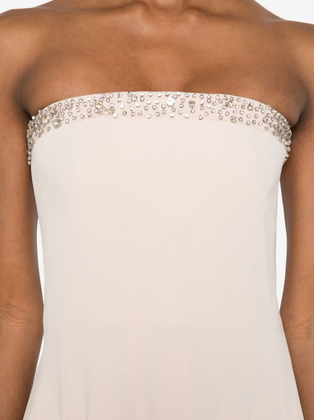 Costarellos Beaded-embellished Strapless Dress In Pink
