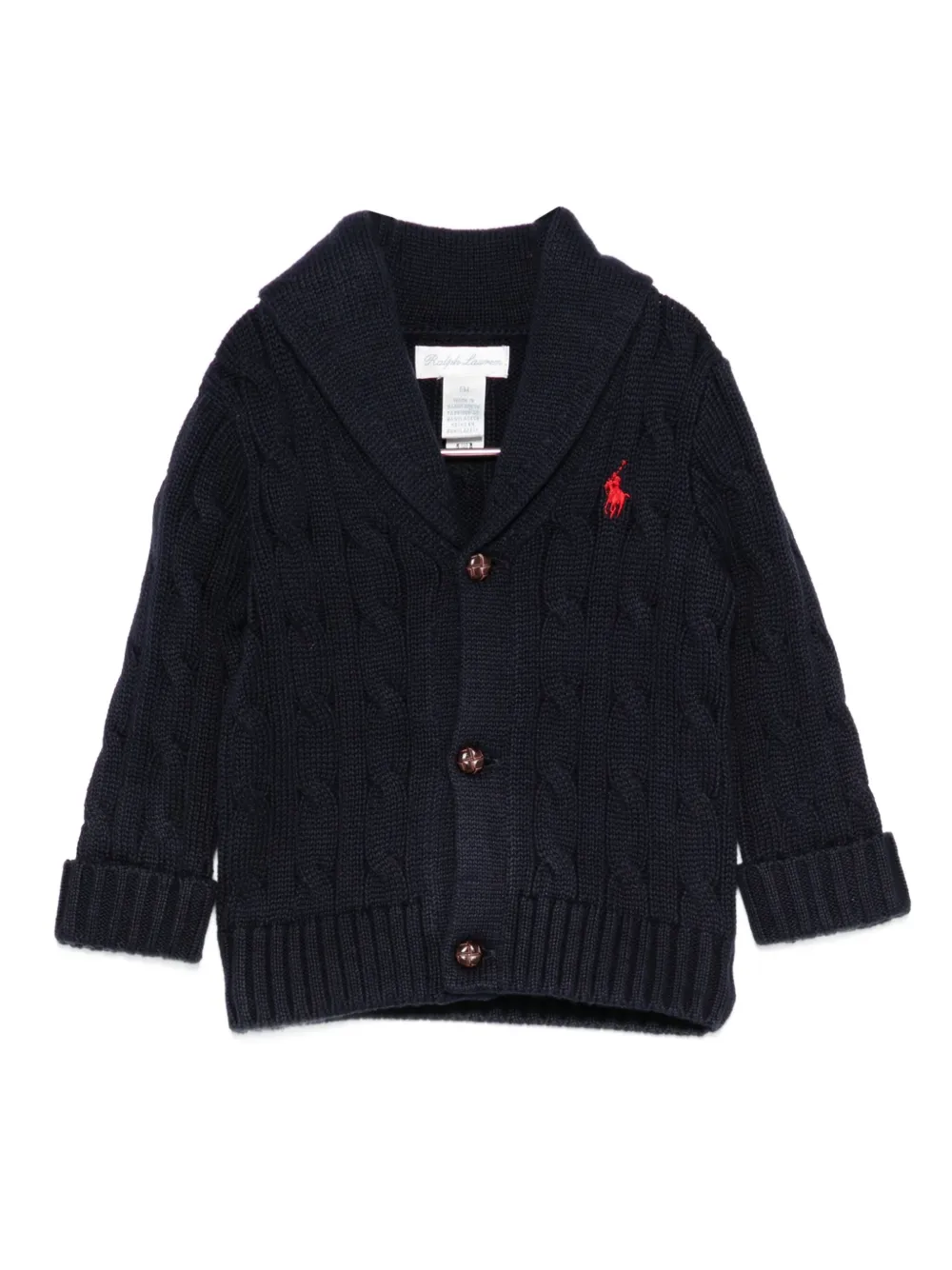 POLO RALPH LAUREN KIDS cable-knit shawl-collar cardigan | Blue | Image 1