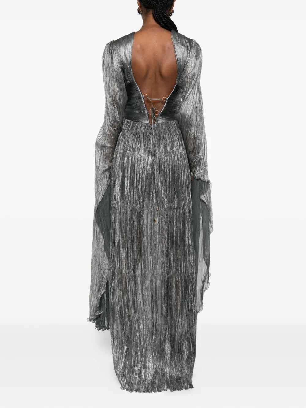 Maria Lucia Hohan Foil Ellie Gown In Silver