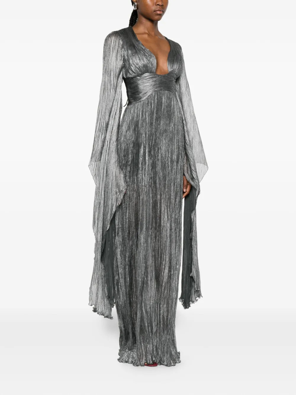Maria Lucia Hohan Foil Ellie Gown In Silver