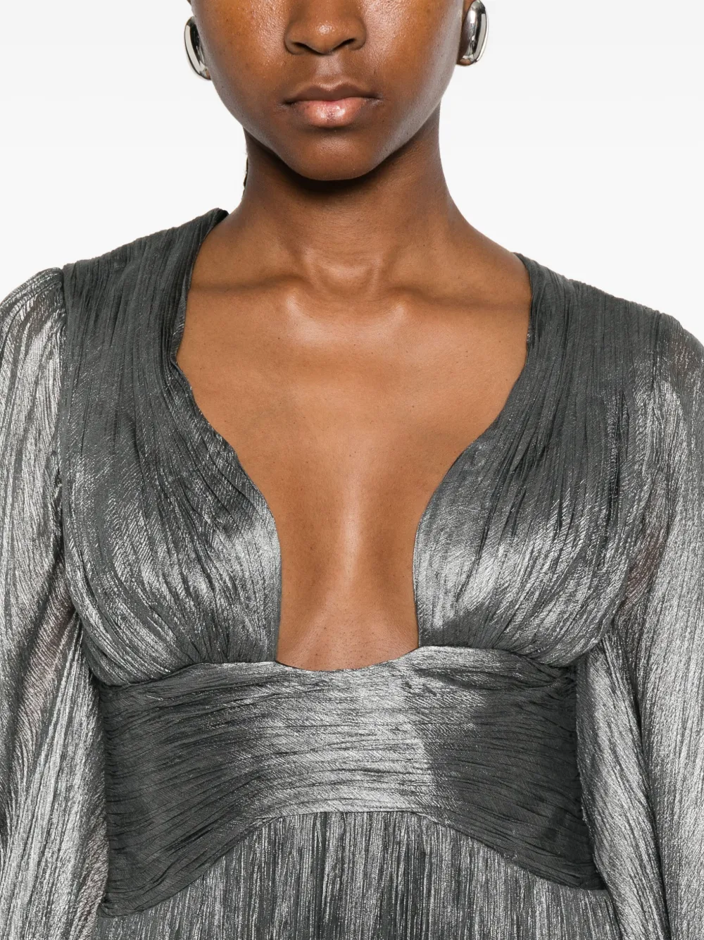 Maria Lucia Hohan Foil Ellie Gown In Silver