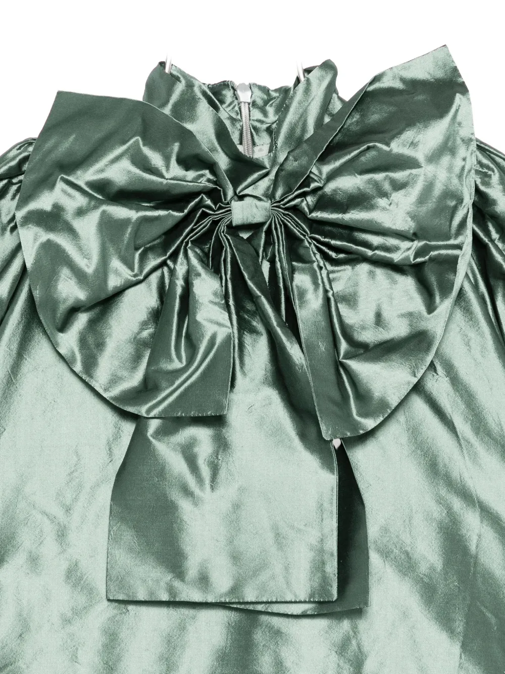 Jesurum Baby Bow-detail Smocked-cuffs Dress In Green