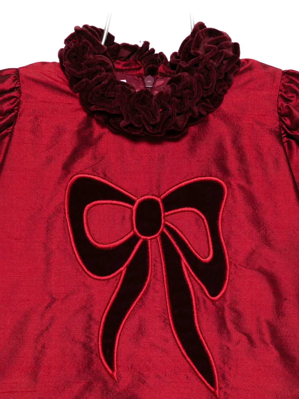 Jesurum Baby Bow-embroidered Ruffled Dress In Red