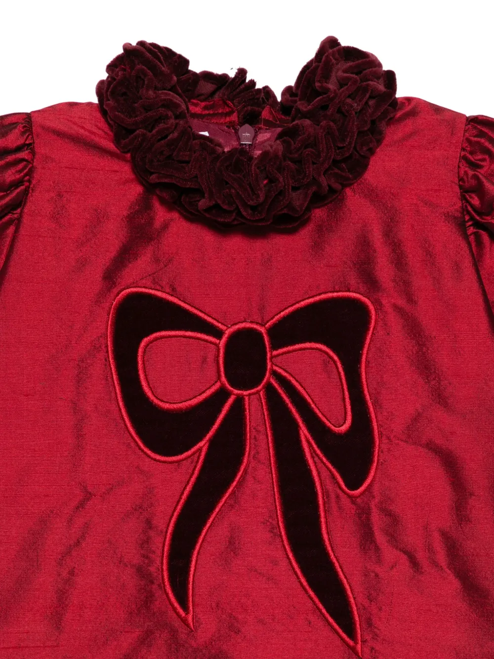 JESURUM BABY Jurk met geborduurde strik en ruches Rood