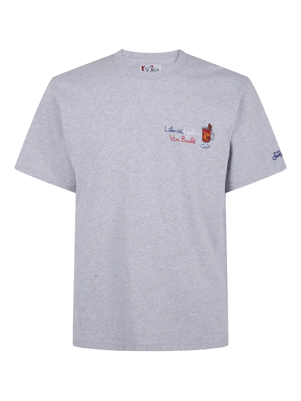 Mc2 Saint Barth Arnott Embroidered T-shirt In Gray